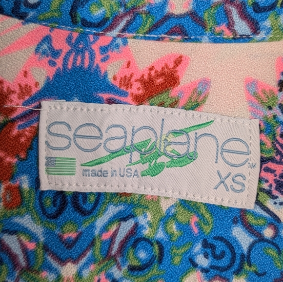 Seaplane Shirt Mens Size XS Geometric Psychedelic All Over Print Button Front - Picture 9 of 10